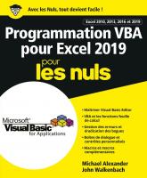 Programmation VBA pour Excel 2019 Pour les Nuls