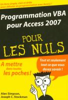 Programmation VBA pour Access 2007 Poche pour les nuls